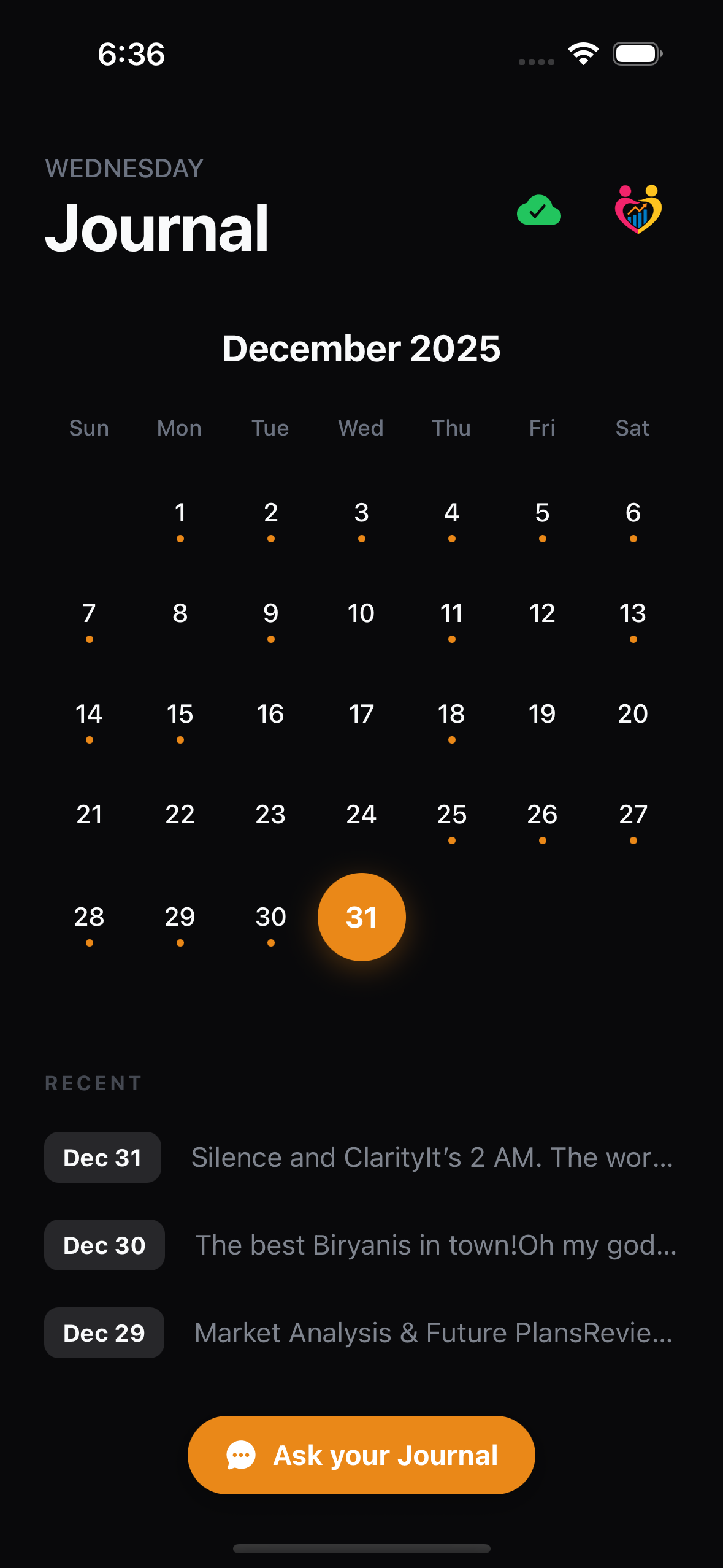 My Mark App Home Screen